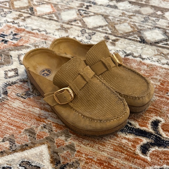 Birkenstock Women's Suede Embossed Buckley Clogs in Corduroy Cork Brown EU 38 8 - Picture 3 of 6